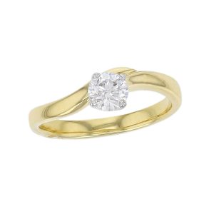 round cut solitaire diamond engagement ring, platinum, 18ct yellow gold, designer, handmade by Faller, hand crafted, betrothal, promise, precious jewellery, jewelry, GIA certified, bridal set, hand crafted, duet rings,