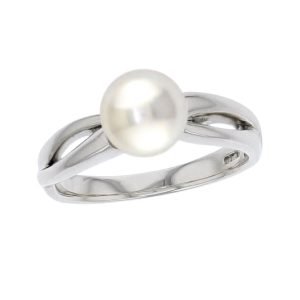 Akoya pearl platinum ladies dress ring. 18kt, designer, handmade by Faller, hand crafted, precious jewellery, jewelry, hand crafted