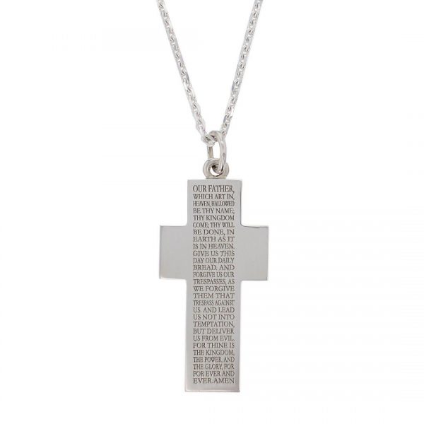 Our Father Prayer Anglican, solid sterling silver pendant with chain, Christian, religious, faith, spiritual pendant