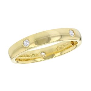 18ct yellow gold ladies round brilliant cut diamond eternity ring, diamond set wedding ring, woman’s bridal, personalised engraving, court profile, comfort fit, precious jewellery by Faller of Derry/ Londonderry, jewelry, flush set, 18kt