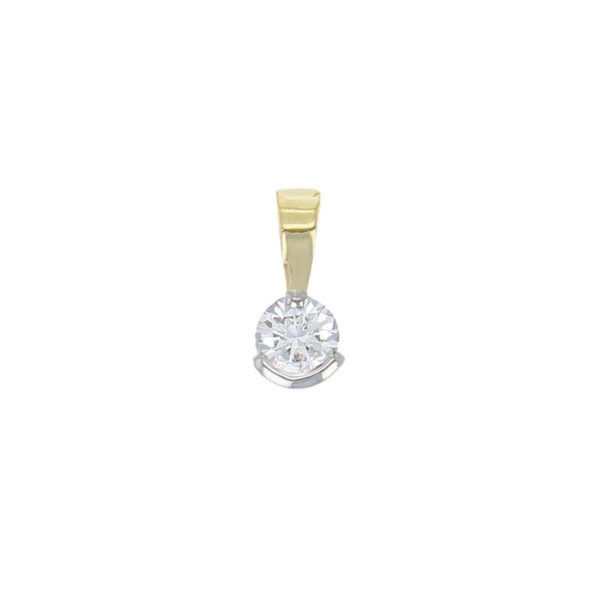 Faller round brilliant cut part rim set diamond 18ct yellow& white gold ladies solitaire pendant with chain, 18kt, designer, handmade by Faller, Derry/ Londonderry, hand crafted, precious jewellery, jewelry