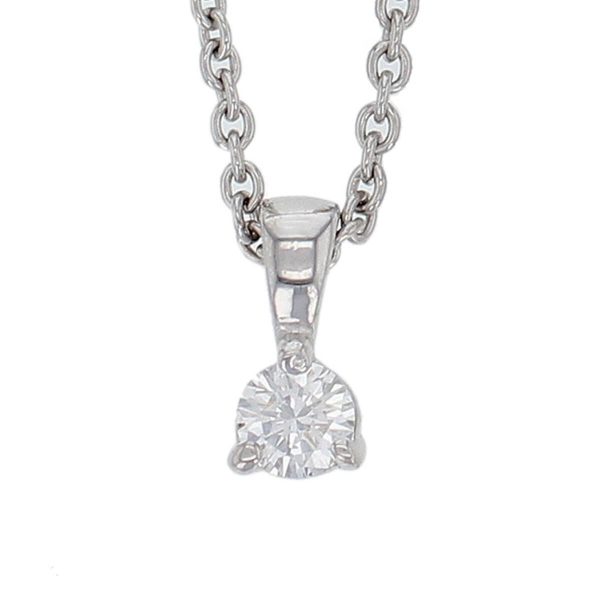 Faller round brilliant cut 3 claw set diamond 18ct white gold ladies solitaire pendant with chain, 18kt, designer, handmade by Faller, Derry/ Londonderry, hand crafted, precious jewellery, jewelry