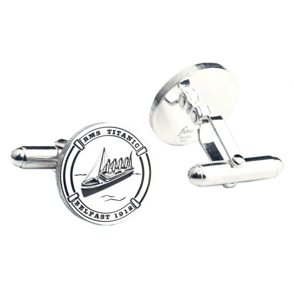 Titanic ship, white star line, Belfast, Northern Ireland, sterling silver men’s cufflinks designer, handmade by Faller, hand crafted, precious jewellery, jewelry, hand crafted, custom made, personalised engraving