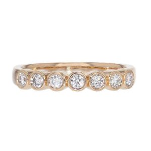 3.2mm wide 18ct rose gold ladies 7 round brilliant cut rim set diamond eternity ring, woman’s bridal, personalised engraving, court profile, comfort fit, precious jewellery by Faller of Derry/ Londonderry, jewelry, 18k