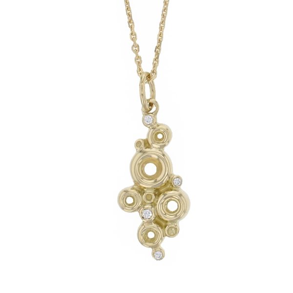 18ct yellow gold Faller diamond fizz pendant with chain, designer jewellery, jewelry, handcafted