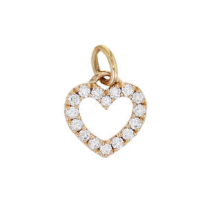 18ct rose gold diamond heart outline pendant, Ireland, designer handmade by Faller, hand crafted