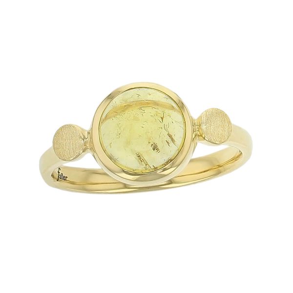 Kandy 18ct yellow gold yellow round yellow tourmaline gemstone ladies dress ring, designer jewellery, gem, jewelry, handmade by Faller, Londonderry, Northern Ireland, Irish hand crafted