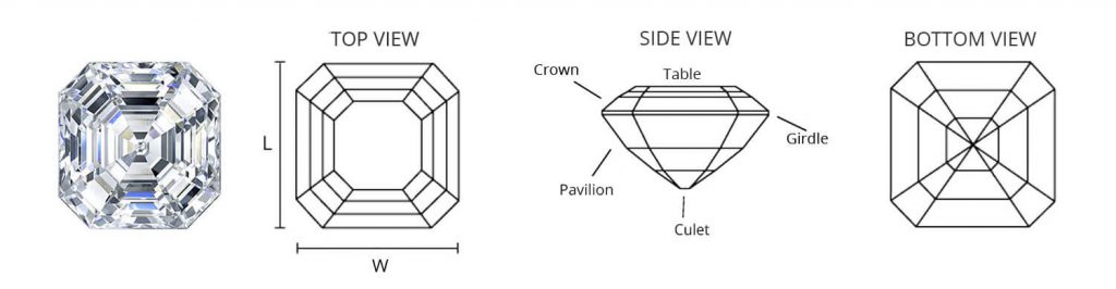 asscher cut diamond diagram