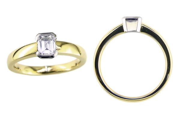 emerald cut diamond solitaire ring design, bespoke ring style, single stone ring, handmade by Faller, hand crafted, jewelry, ladies ring, bespoke jewellery