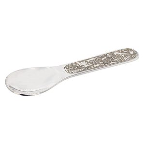 Faller baby christening spoon, solid sterling silver gift, baptism, birth record, personalised engraving, naming day gift, godparents, name, date of birth, day of birth, weight , length , time, Drop of Derry, Londonderry, Northern Ireland, culture, heritage, historical, peace bridge, guildhall, music, baptismal spoon