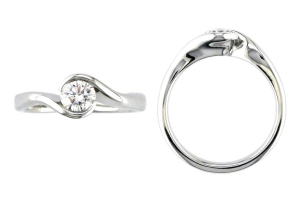 round diamond solitaire ring design, bespoke ring style, single stone ring, handmade by Faller, hand crafted, jewelry, ladies ring, bespoke jewellery, platinum