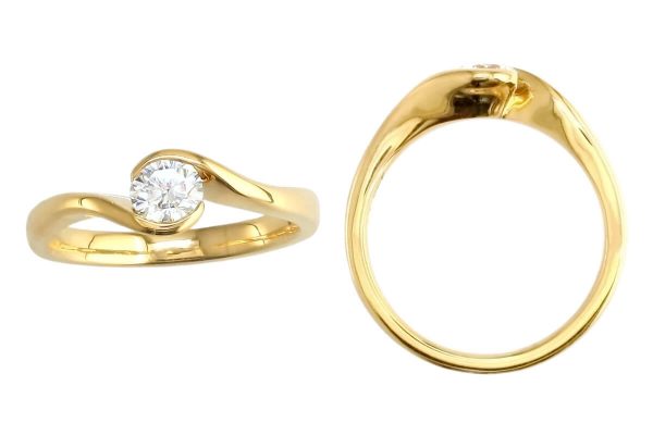 round diamond solitaire style engagement ring style, designed & made by Faller the Jeweller, Derry/ Londonderry, Northern Ireland, bespoke rings, custom design by Faller, yellow gold