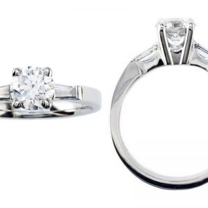 round brilliant cut diamond trilogy engagement ring style, designed & made by Faller the Jeweller, Derry/ Londonderry, Northern Ireland, bespoke cluster rings, custom design by Faller, platinum, three stone,