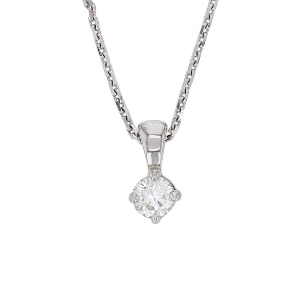 Faller round brilliant cut 4 claw set diamond 18ct white gold ladies solitaire pendant with chain, 18kt, designer, handmade by Faller, Derry/ Londonderry, hand crafted, precious jewellery, jewelry