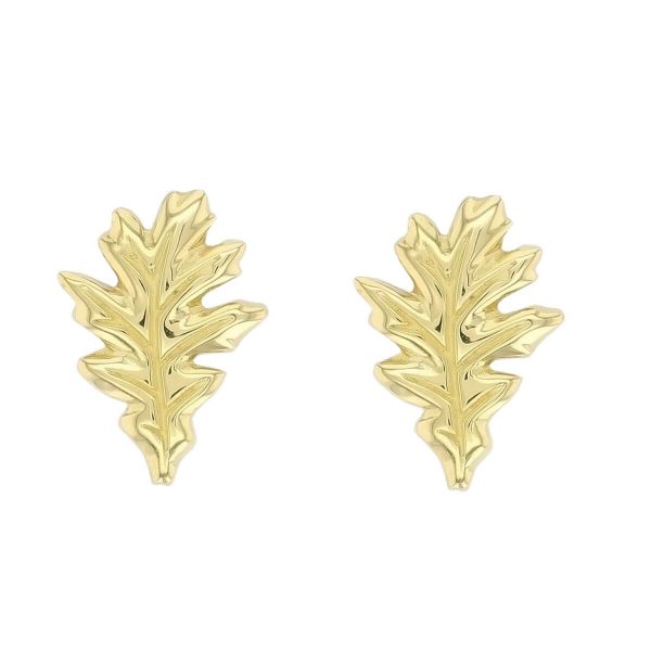 Faller Oakleaf, Derry, Londonderry, Northern Ireland, oak wood, acorn, angel, leaf, St Columba, St. Comcille, christian, heritage, historical, 18ct yellow gold stud earrings