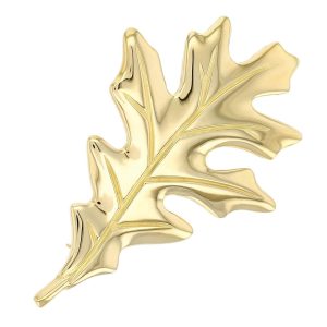 Faller Oakleaf, Derry, Londonderry, Northern Ireland, oak wood, acorn, angel, leaf, St Columba, St. Comcille, christian, heritage, historical, 18ct yellow gold brooch