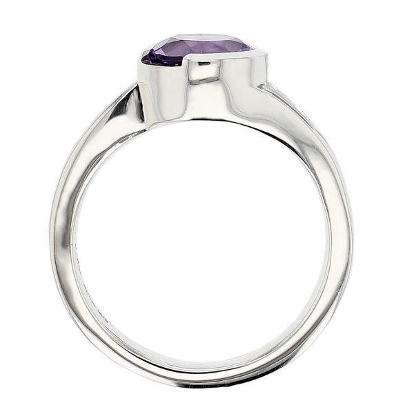 sterling silver purple round cut faceted amethyst gemstone dress ring, designer jewellery, quartz gem, jewelry, handmade by Faller, Londonderry, Northern Ireland, Irish hand crafted, darcy, D’arcy