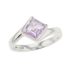 sterling silver purple square cut faceted amethyst gemstone dress ring, designer jewellery, quartz gem, jewelry, handmade by Faller, Londonderry, Northern Ireland, Irish hand crafted, darcy, D’arcy
