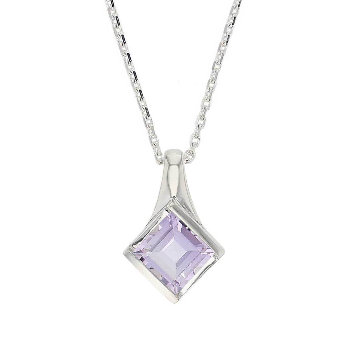 sterling silver princess cut faceted amethyst gemstone pendant, designer jewellery, purple quartz gem, jewelry, handmade by Faller, Londonderry, Northern Ireland, Irish hand crafted, darcy, D’arcy, square
