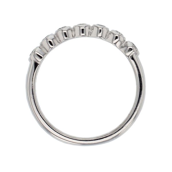 3.2mm wide platinum ladies 7 round brilliant cut rim set diamond eternity ring, woman’s bridal, personalised engraving, court profile, comfort fit, precious jewellery by Faller of Derry/ Londonderry, jewelry