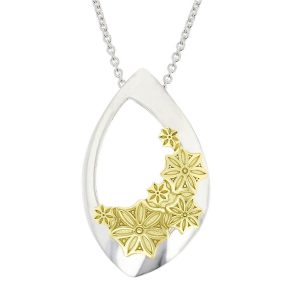 Faller Marigold Floral , pillar stone, Carndonagh, Inishowen, Co. Donegal, celtic, ancient, monastery, St, Patrick, ladies, heritage, historical, intricate carving, Christian pilgrimage, medieval, St. Columba, pendant, sterling silver & 18ct yellow gold