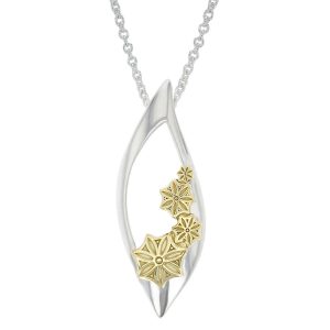 Faller Marigold Floral , pillar stone, Carndonagh, Inishowen, Co. Donegal, celtic, ancient, monastery, St, Patrick, ladies, heritage, historical, intricate carving, Christian pilgrimage, medieval, St. Columba, pendant, sterling silver & 18ct yellow gold