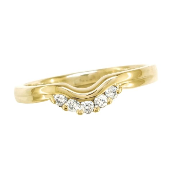 curved 18ct yellow gold ladies round brilliant cut diamond wedding ring, eternity ring, personalised engraving, court profile, comfort fit, precious jewellery by Faller of Derry/ Londonderry, jewelry, claw set