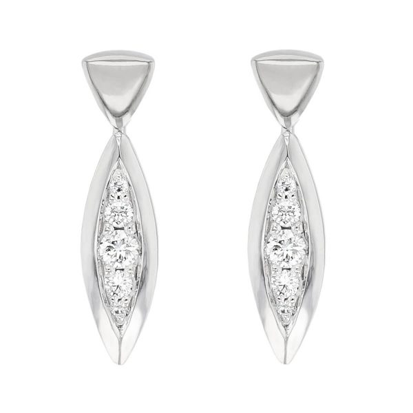 Faller round brilliant cut diamond marquise shape 18ct white gold ladies drop earrings, 18kt, designer, handmade by Faller, Derry/ Londonderry, hand crafted, precious jewellery, jewelry