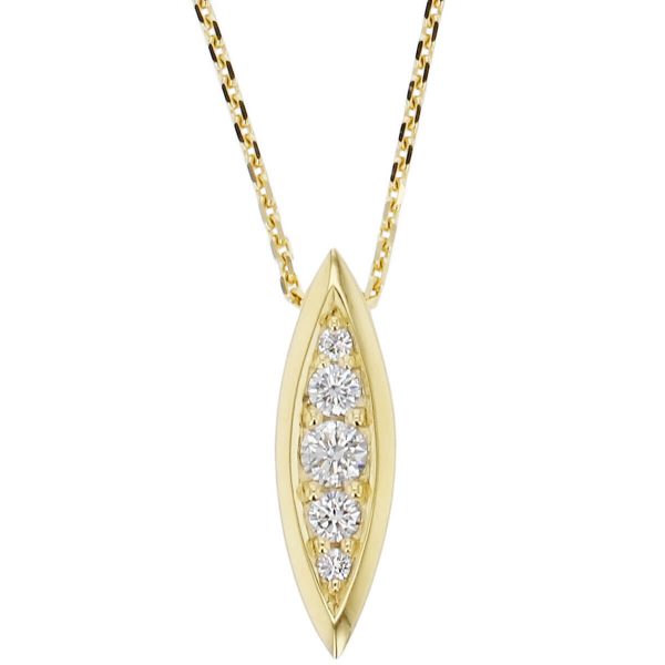 Faller round brilliant cut diamond marquise shape 18ct yellow gold ladies pendant, 18kt, designer, handmade by Faller, Derry/ Londonderry, hand crafted, precious jewellery, jewelry