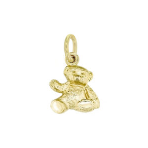 18ct yellow gold teddy bear pendant, charm, patience, curiosity, independence, cleverness, 9 lives, lucky, designer handmade by Faller, Derry/ Londonderry, Irish hand crafted
