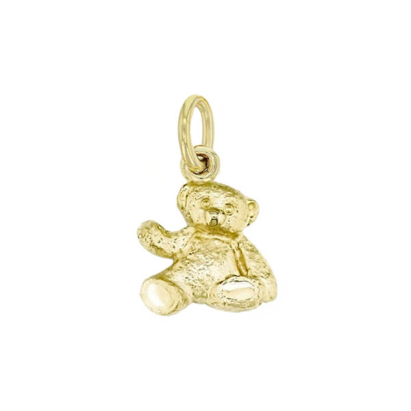 18ct yellow gold teddy bear pendant, charm, patience, curiosity, independence, cleverness, 9 lives, lucky, designer handmade by Faller, Derry/ Londonderry, Irish hand crafted