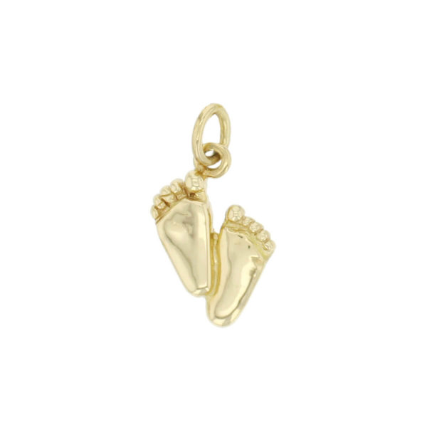 18ct yellow gold little feet pendant, symbol of new start, baby, charm, Ireland, designer handmade by Faller, Derry/ Londonderry, Irish hand crafted,