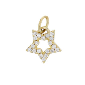 18ct yellow gold diamond star outline pendant, Ireland, designer handmade by Faller, hand crafted