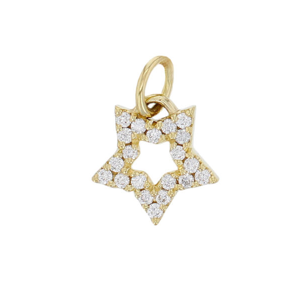 18ct yellow gold diamond star outline pendant, Ireland, designer handmade by Faller, hand crafted