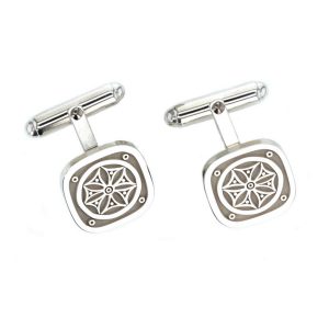 Faller Marigold pillar Stone sterling silver cufflinks, Carndonagh, Inishowen, Co. Donegal, celtic, ancient, monastery, St, Patrick, ladies, heritage, historical, intricate carving, Christian pilgrimage, medieval, designer, handmade by Faller, hand crafted, precious jewellery, jewelry, hand crafted custom made, personalised engraving