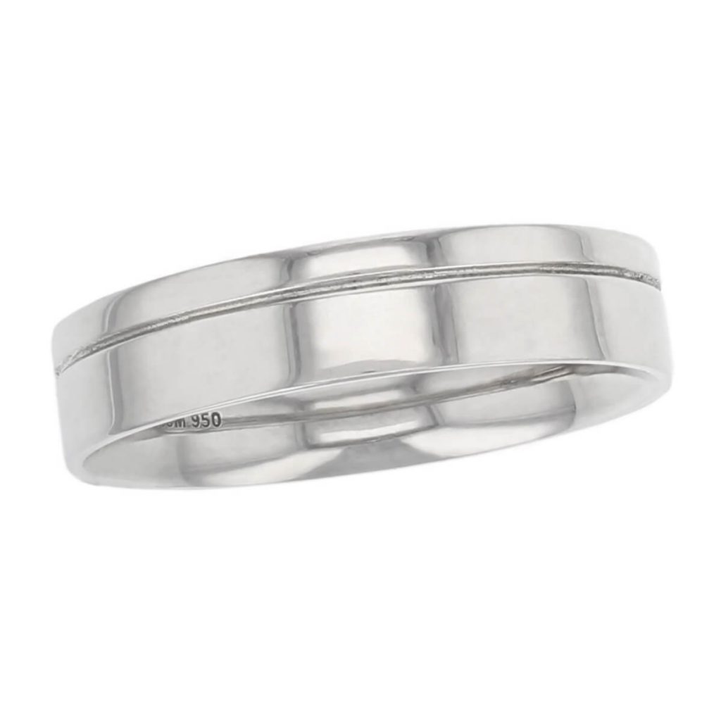 off centre groove polished wedding ring pattern, men’s, gents