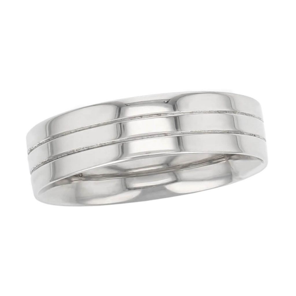 double groove polished wedding ring pattern, men’s, gents, made by Faller