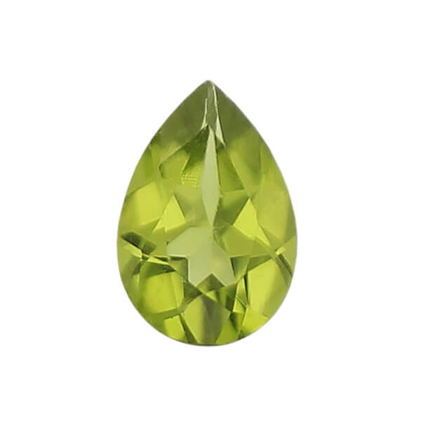 peridot gem, lime, yellow green, loose gemstone, unset stone, pear shape, faceted