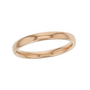 2.5mm wide 18ct rose gold ladies wedding ring, woman's, bridal, plain, personalised engraving, court profile, comfort fit, add diamonds, marraige ring, precious jewellery by Faller of Derry/ Londonderry, jewelry
