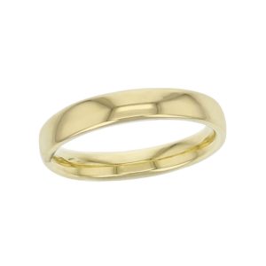 3.2mm wide 18ct yellow gold ladies wedding ring, woman's, bridal, plain, personalised engraving, court profile, comfort fit, add diamonds, marraige ring, precious jewellery by Faller of Derry/ Londonderry, jewelry