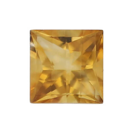 fact about citrine gem, yellow orange, loose gemstone, unset stone, square shape, faceted