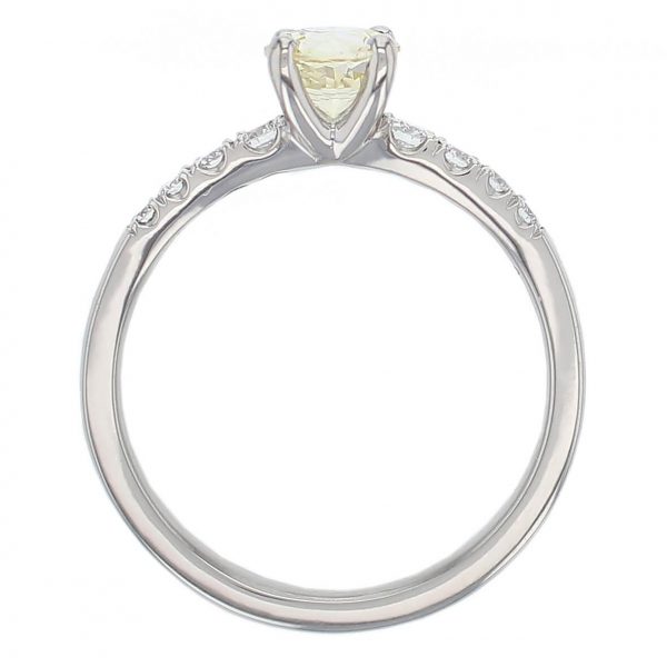 platinum ladies round cut pale yellow sapphire & diamond designer multi stone engagement ring designed & hand crafted by Faller of Derry/ Londonderry, dress ring, precious gem jewellery, jewelry, shoulder set