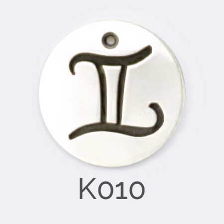 Faller Kryptos disc, sterling silver, message pendant, personalised engraving, make your own, jewellery, gift, celebration, zodiac pendant, Gemini pendant