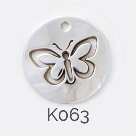 disc, sterling silver pendant, butterfly, personalised jewellery