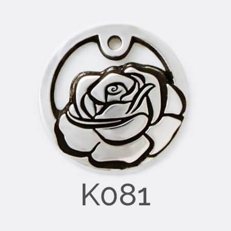 Faller Kryptos disc, sterling silver pendant, rose, flower, personalised jewellery