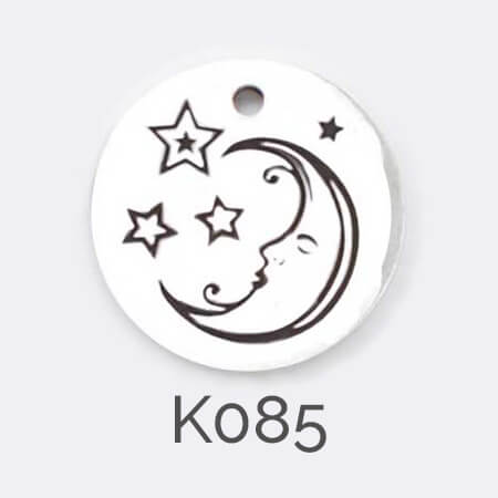 disc, sterling silver pendant, moon, stars, personalised jewellery