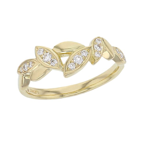 Faller Falling Leaves diamond 18ct yellow gold yellow ladies dress ring, designer jewellery, jewelry, handmade by Faller, Londonderry, Northern Ireland, Irish hand crafted