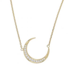 18ct yellow gold Faller diamond moon pendant, designer jewellery, jewelry, handcafted