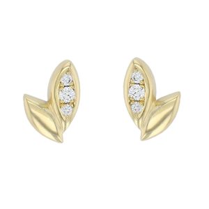 18ct yellow gold Faller falling leaves diamond stud earrings, designer jewellery, jewelry, handcafted, fall