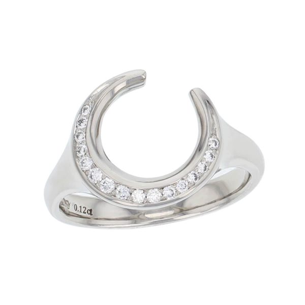 Faller Cresent Moon Ring, diamond platinum ladies dress ring, designer, handmade by Faller, Derry/ Londonderry, hand crafted, precious jewellery, jewelry